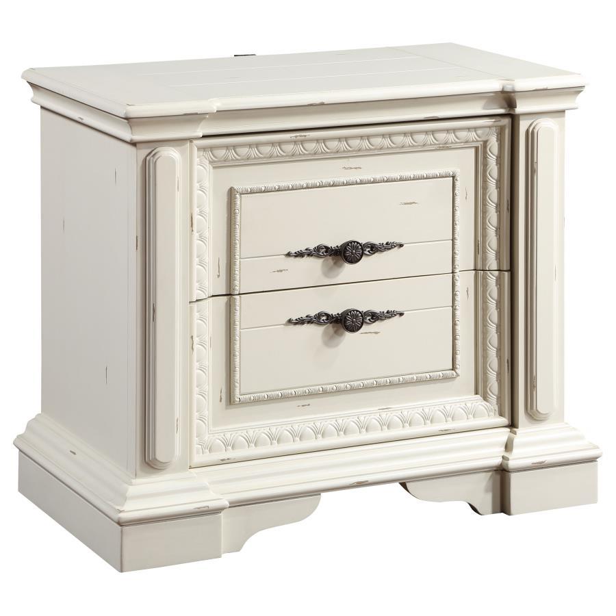 Evelyn - 5-Piece Queen Bedroom Set With Headboard Lighting - Antique White