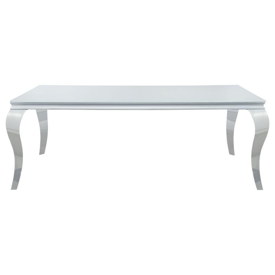 Carone - 5-Piece Rectangular Dining Set (White Table Top) - Ink Blue and Chrome