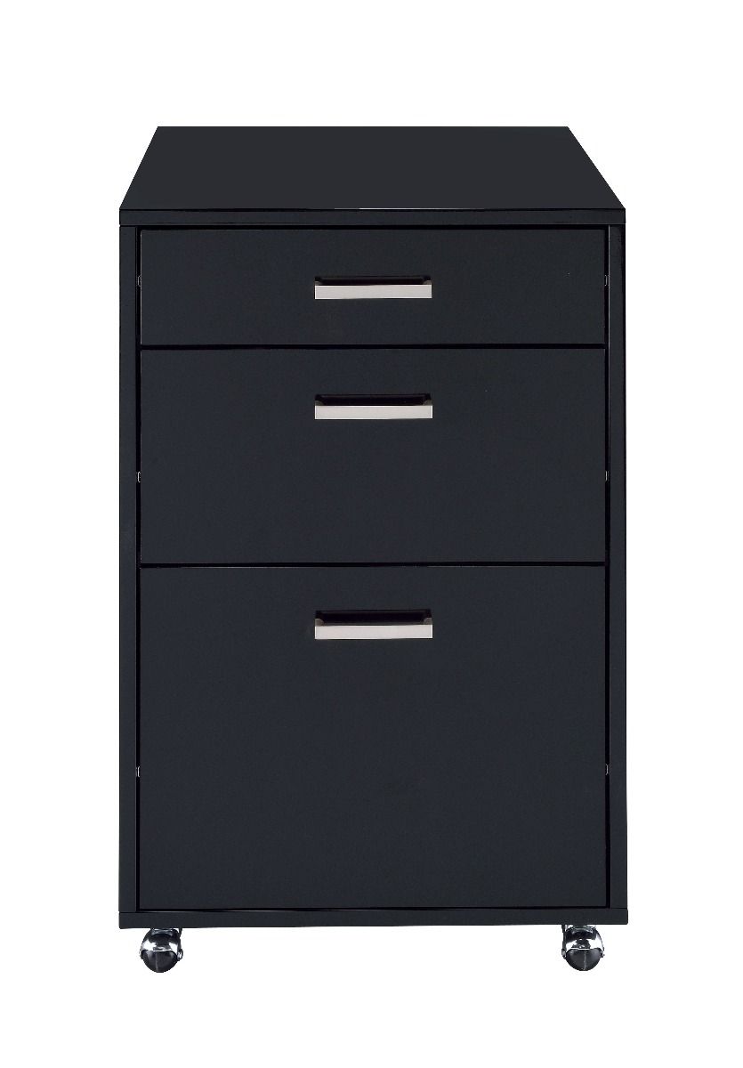 Coleen - File Cabinet - Black High Gloss & Chrome