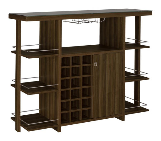 Evelio - Bar Unit With Wine Bottle Storage - Walnut