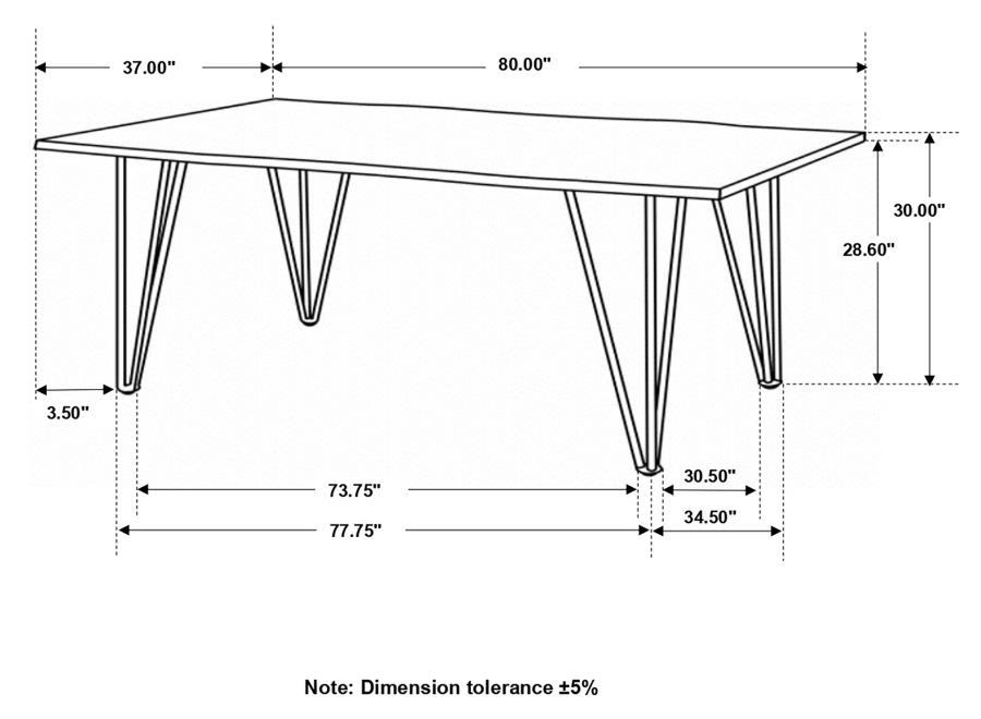 Neve - Live-Edge Dining Table With Hairpin Legs - Sheesham Grey and Gunmetal
