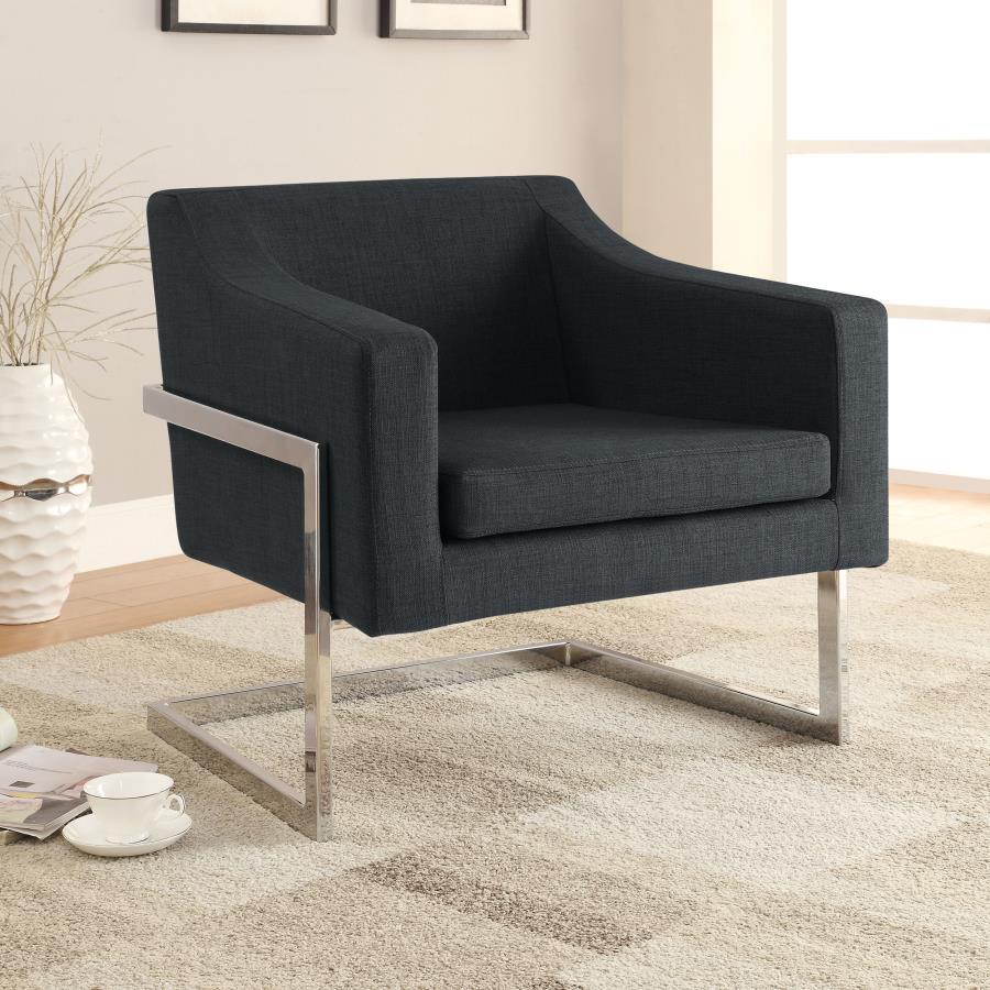 Chris - Upholstered Accent Chair - Chrome and Grey