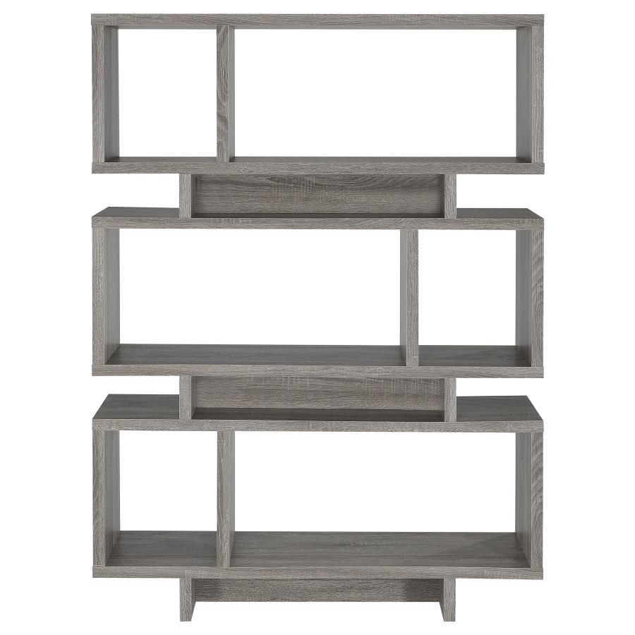Reid - 3-tier Geometric - Bookcase - Weathered Grey