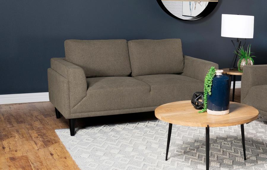 Rilynn - Upholstered Track Arms Loveseat - Brown