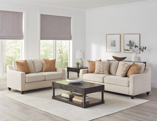 Christine - 3-Piece Cushion Back Living Room Set - Beige