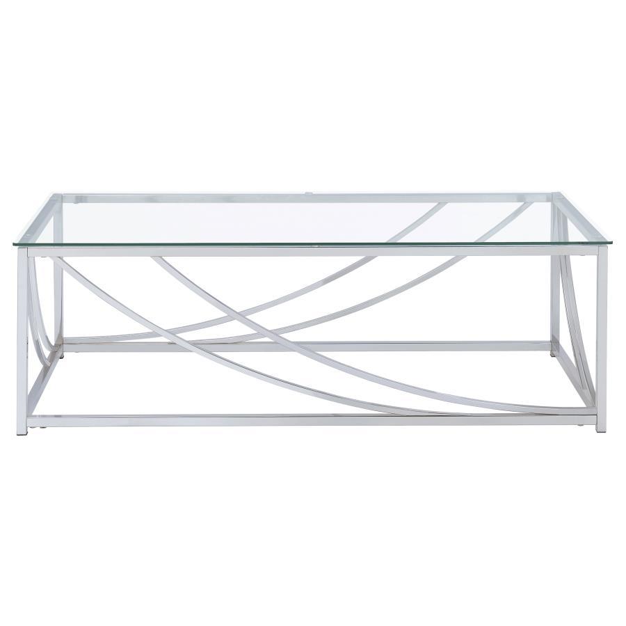 Lille - Glass Top Rectangular Coffee Table Accents - Chrome