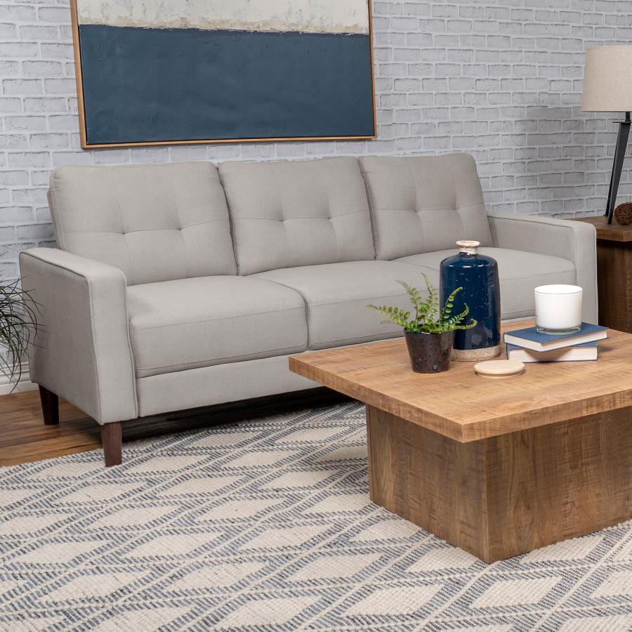 Bowen - Upholstered Track Arms Tufted Sofa - Beige