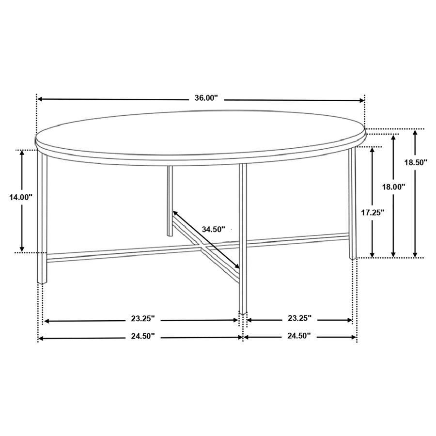 Ellison - Round X-Cross Coffee Table - White and Gold