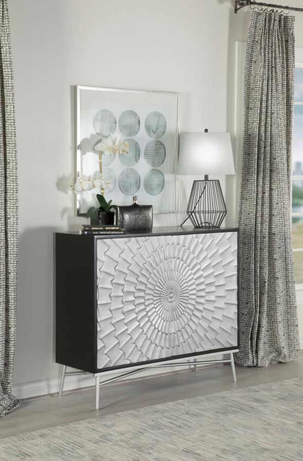 Josie - Rectangular 2-Door Accent Cabinet - Black and Silver