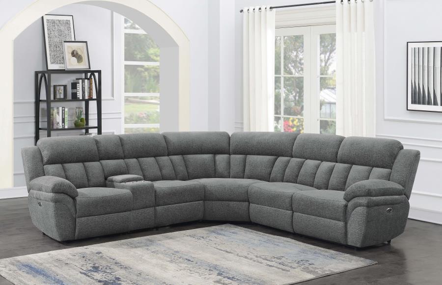 Bahrain - 6-Piece Upholstered Power Sectional - Charcoal