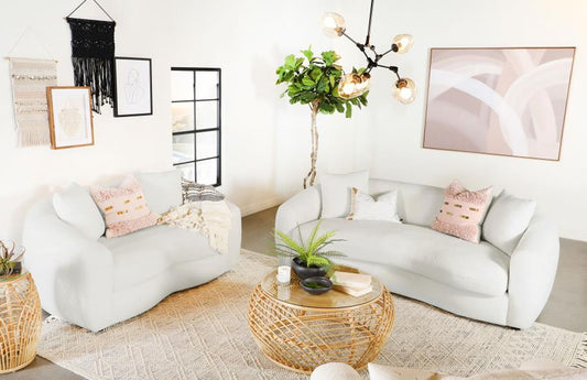 Isabella - 2-Piece Upholstered Tight Back Living Room Set - White