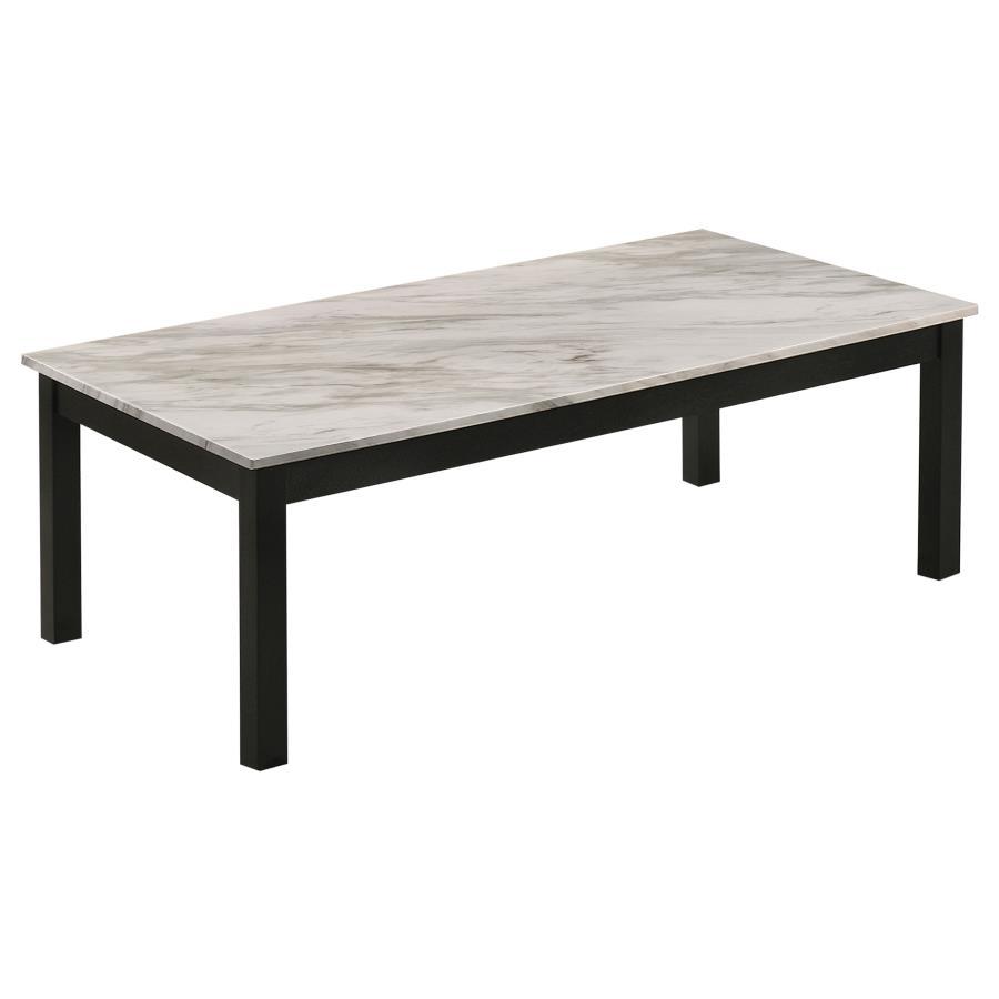 Bates - Faux Marble 3-Piece Occasional Table Set - White and Black