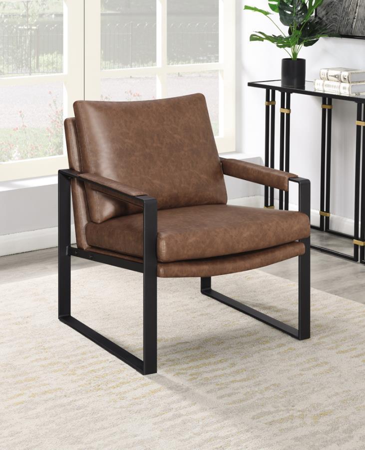 Rosalind - Upholstered Accent Chair With Removable Cushion - Umber Brown and Gunmetal