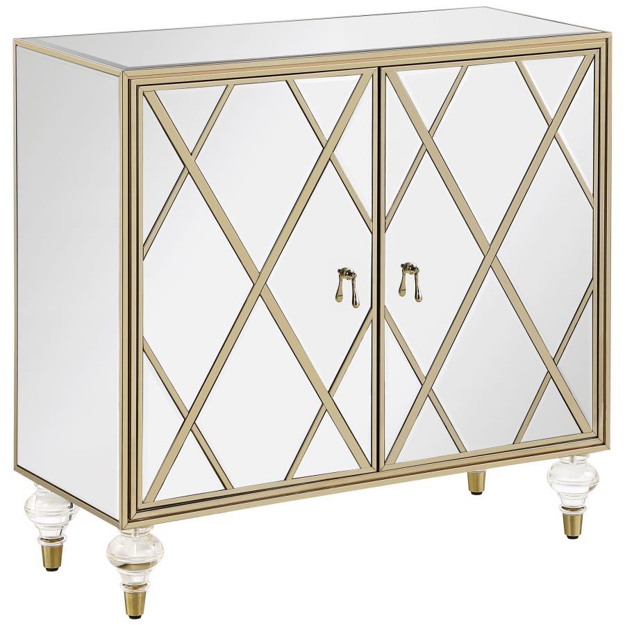 Astilbe - 2-Door Accent Cabinet - Mirror and Champagne