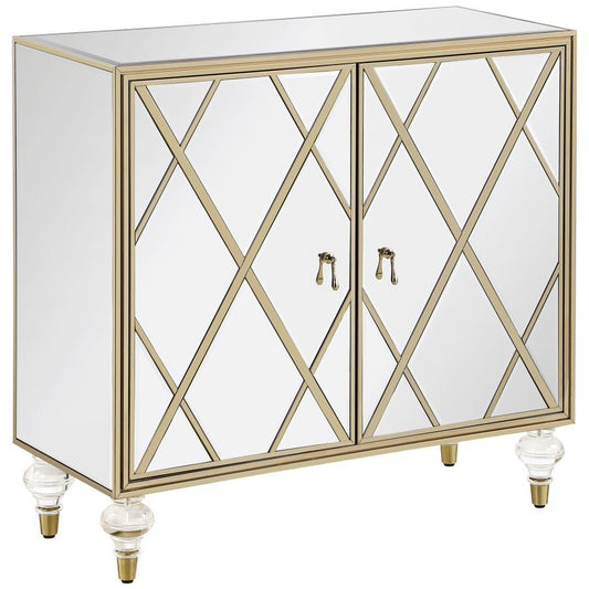 Astilbe - 2-Door Accent Cabinet - Mirror and Champagne