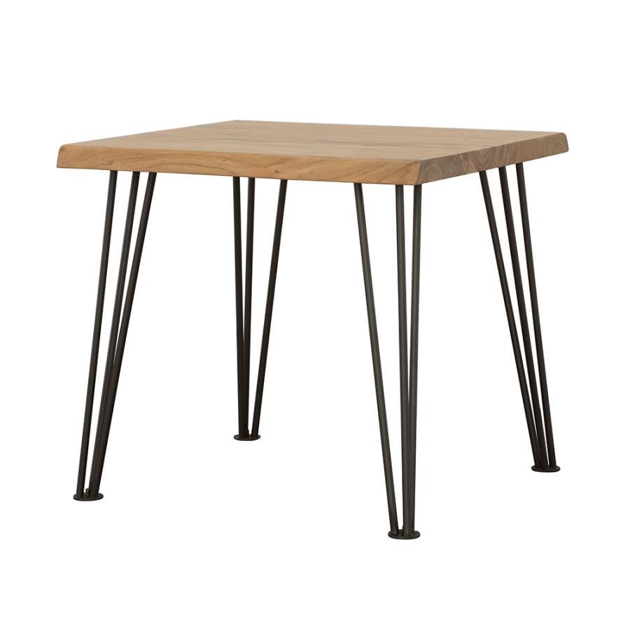 Zander - End Table With Hairpin Leg - Natural and Matte Black