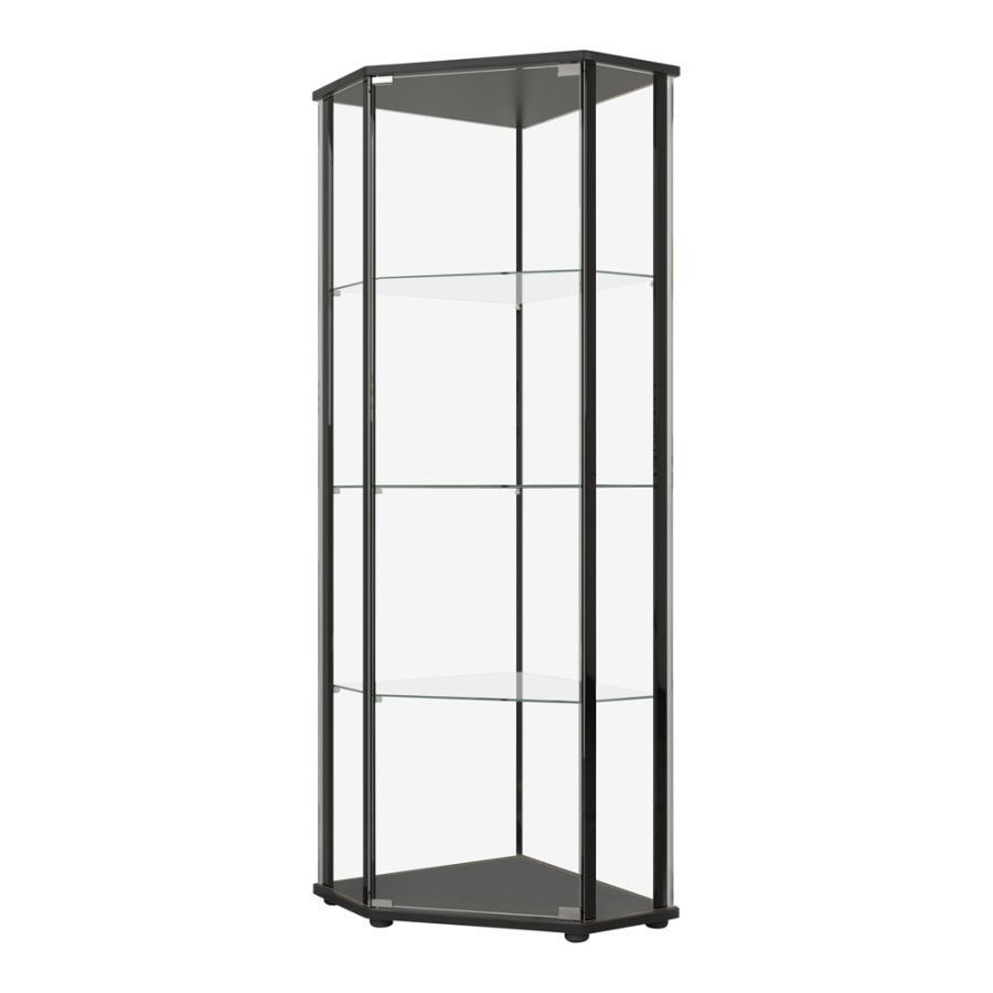 Zenobia - Glass Shelf Curio Cabinet - Clear and Black