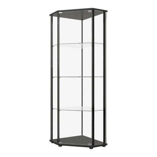 Zenobia - Glass Shelf Curio Cabinet - Clear and Black