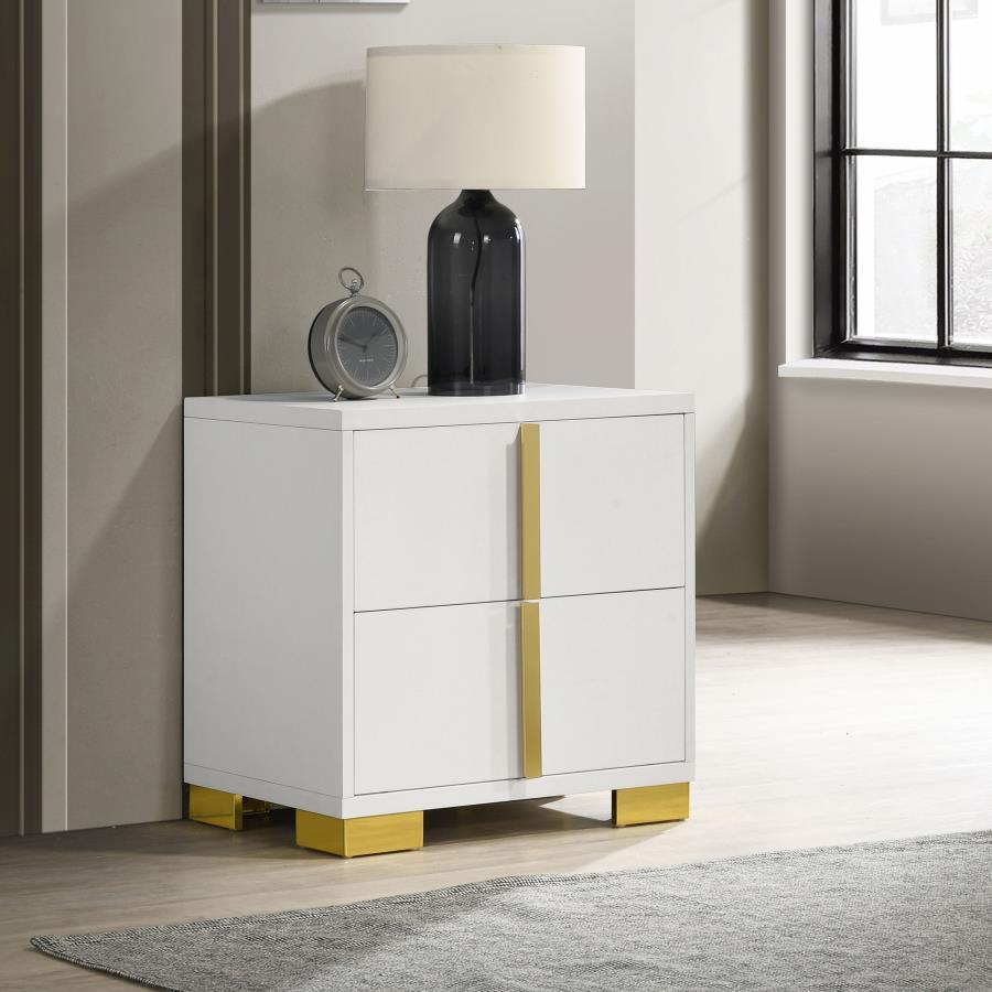 Marceline Nightstand - White / Gold