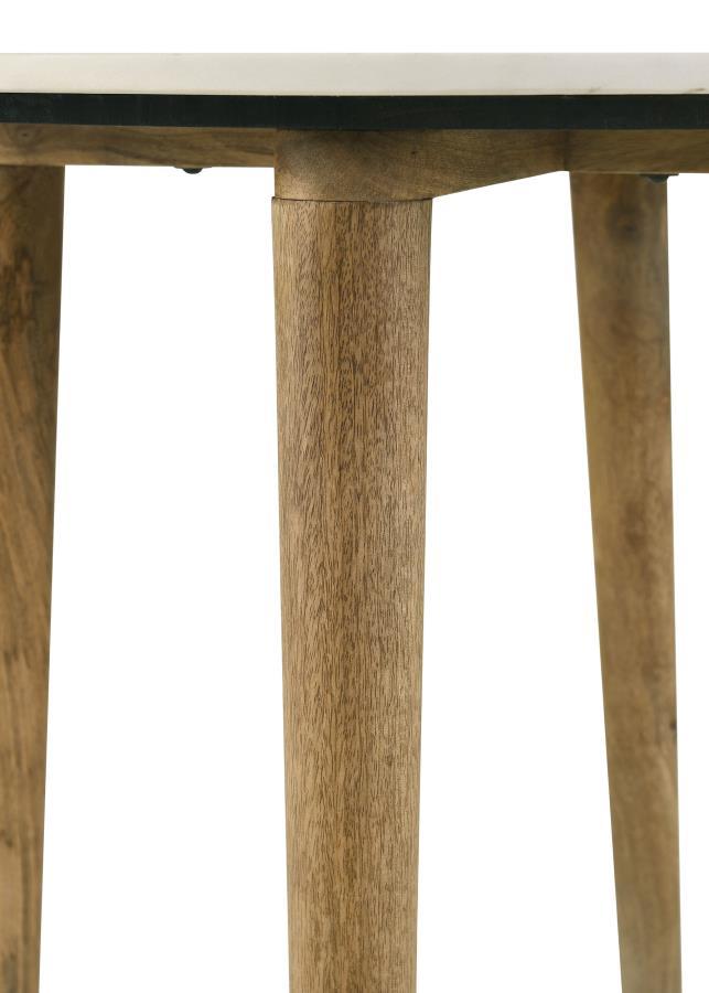 Aldis - Round Marble Top End Table - White and Natural