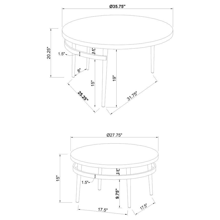 Avilla - Round Nesting Coffee Table - White and Chrome