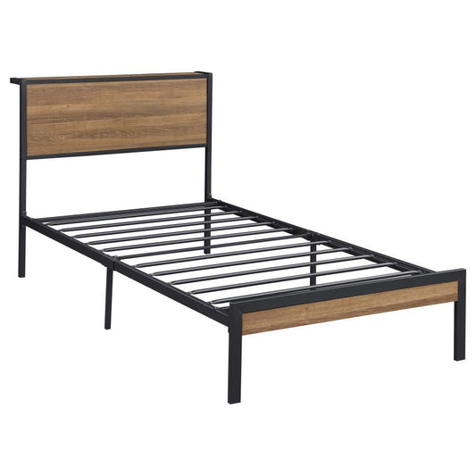 Ricky - Twin Platform Bed - Light Oak And Black