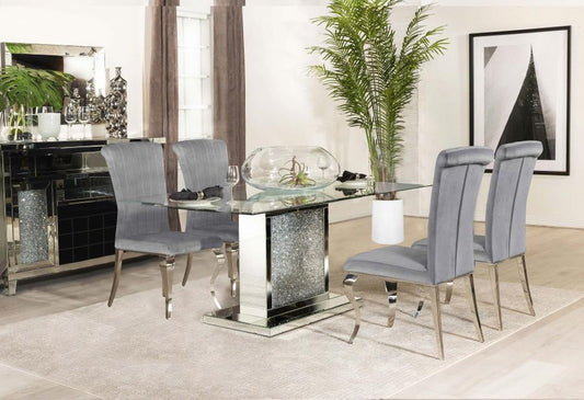 Marilyn - 5-Piece Rectangular Dining Set - Mirror And Grey
