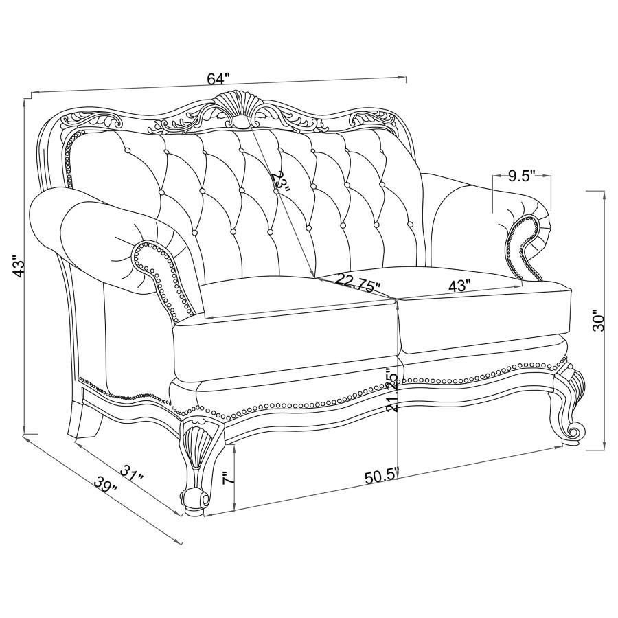 Victoria - Tufted Back Loveseat - Tri-Tone and Brown