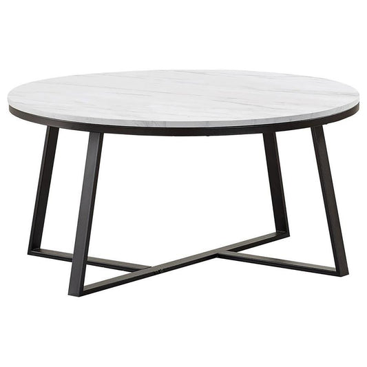 Hugo - Round Coffee Table - White and Matte Black