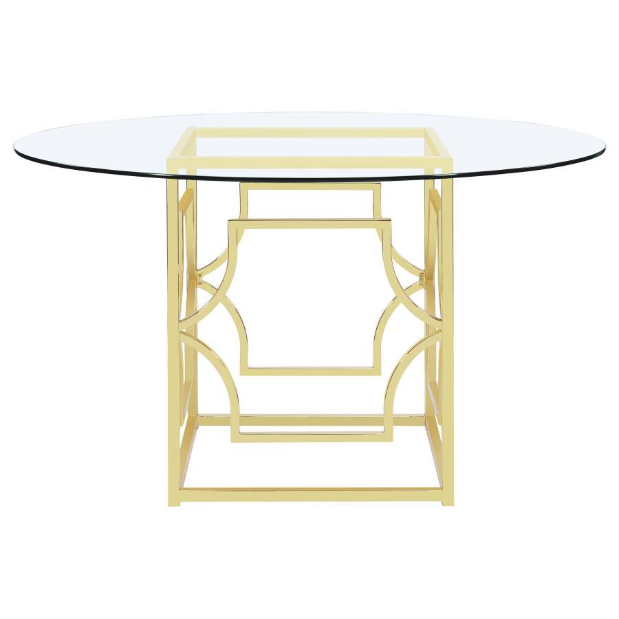 Starlight - Round Glass Top Dining Table - Clear And Brass