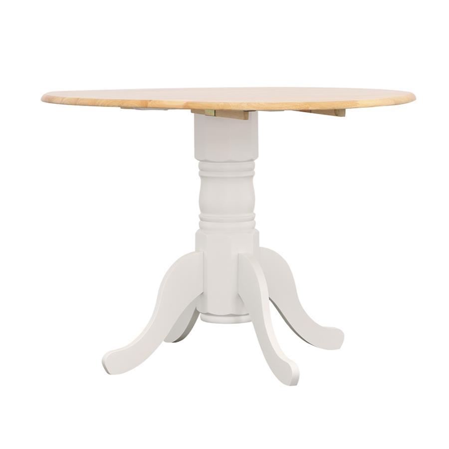 Allison - Drop Leaf Round Dining Table - Natural Brown and White
