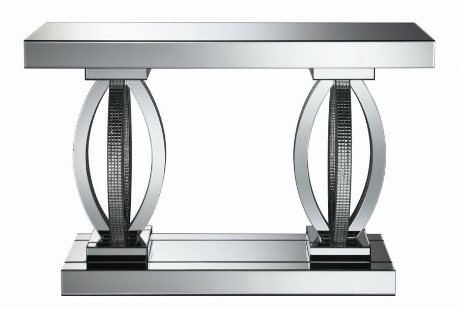 Amalia - Rectangular Sofa Table With Shelf - Clear Mirror