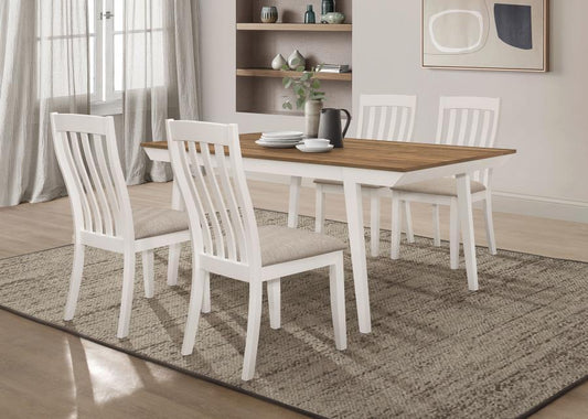 5 PC Dining Set - Natural Acacia / White
