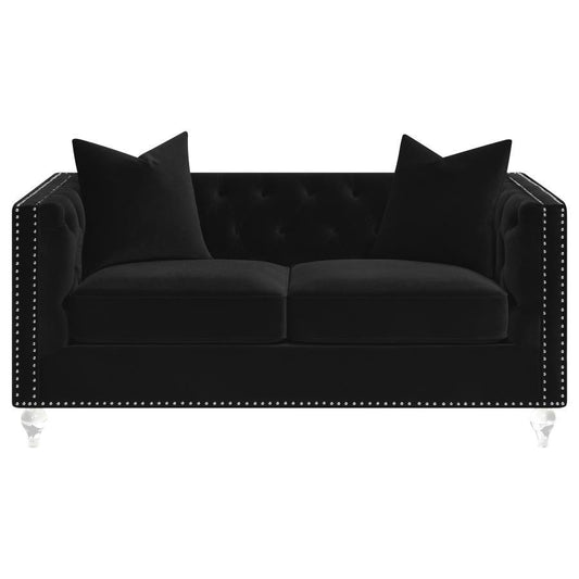 Delilah - Upholstered Tufted Tuxedo Arm Loveseat - Black