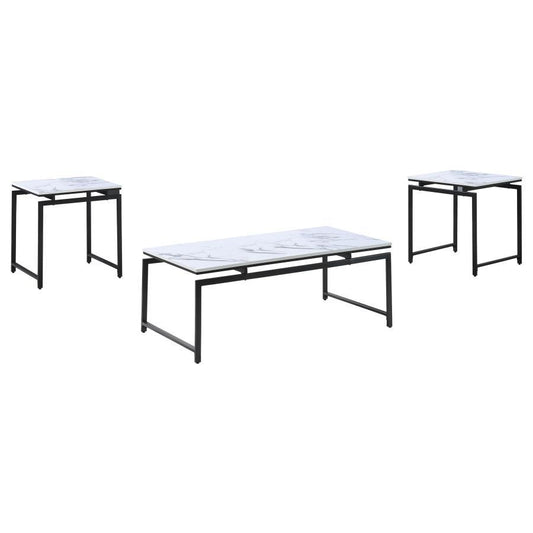 Clark - 3-Piece Occasional Set - White and Dark Gunmetal