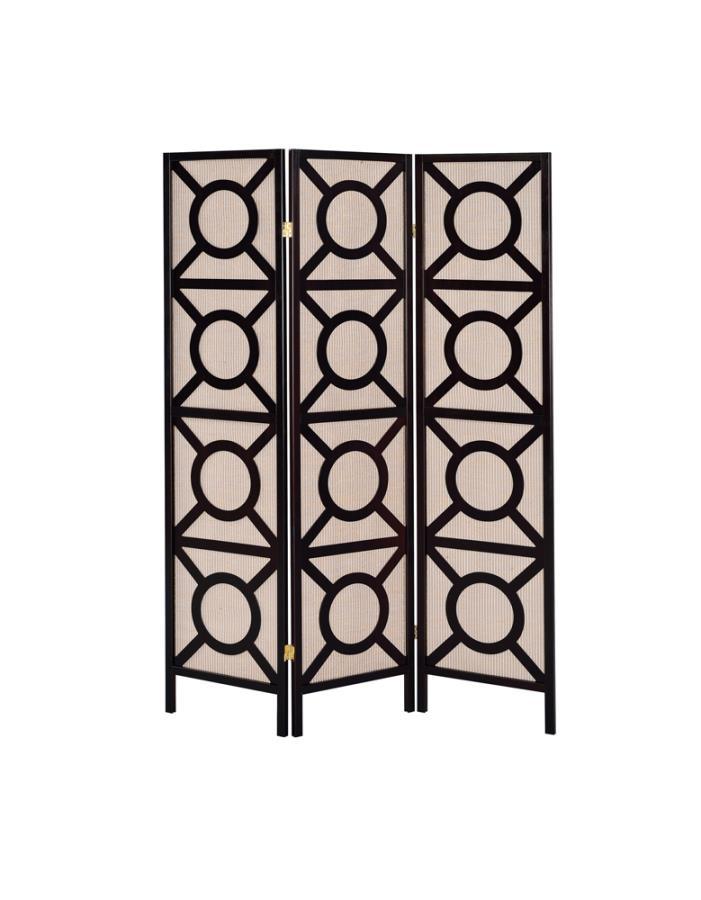 Vulcan - 3-Panel Geometric Folding Screen Tan and - Cappuccino