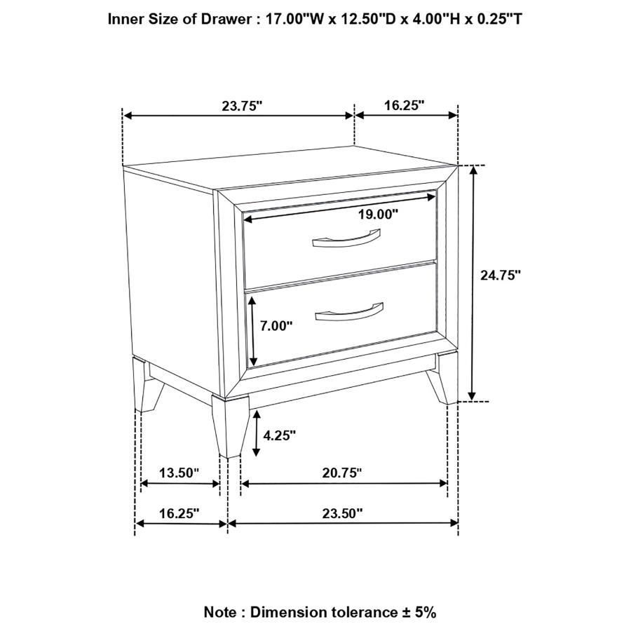 Watson - 2-Drawer Nightstand - Grey Oak and Black