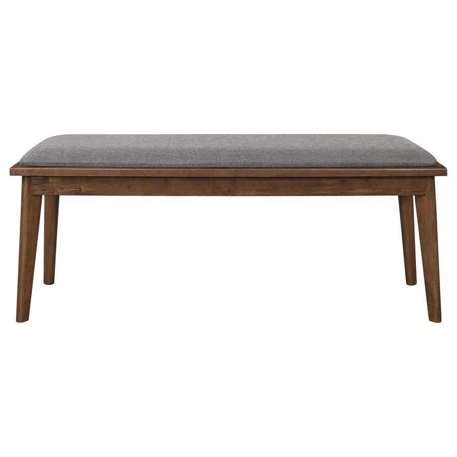 Alfredo - Upholstered Dining Bench - Grey and Natural Walnut