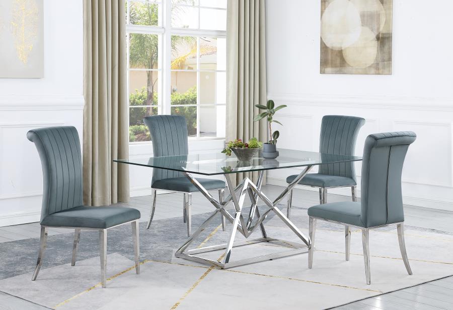 Beaufort - 5-Piece Dining Set - Dark Grey and Chrome