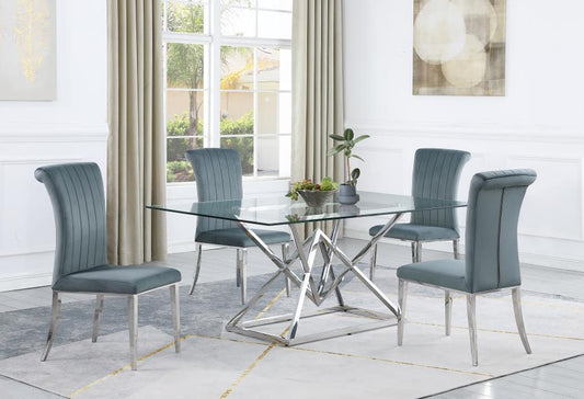 Beaufort - 5-Piece Dining Set - Dark Grey and Chrome