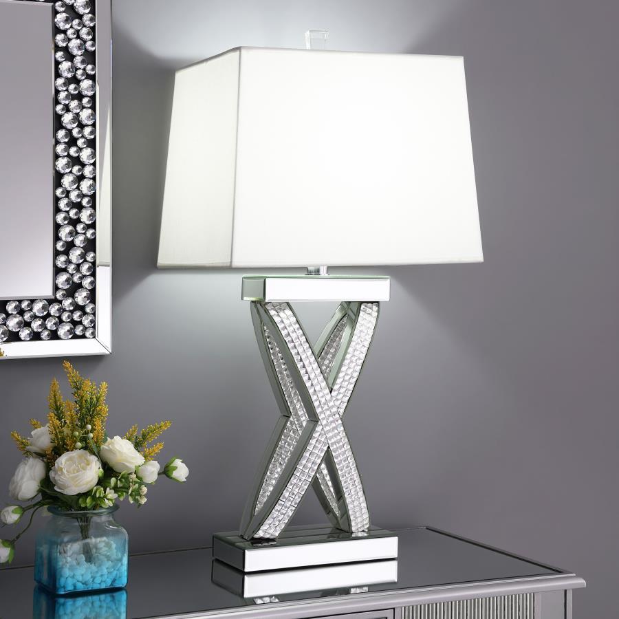Dominick - Table Lamp With Rectange Shade - White and Mirror
