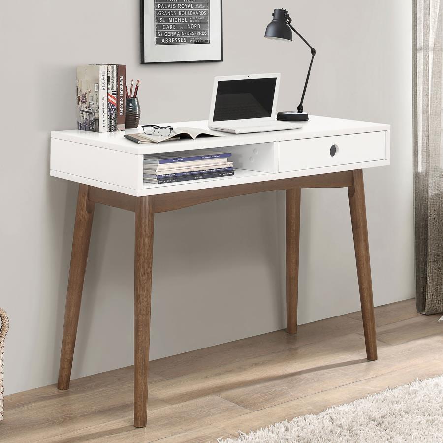 Bradenton - 1-Drawer Writing Desk - White and Walnut
