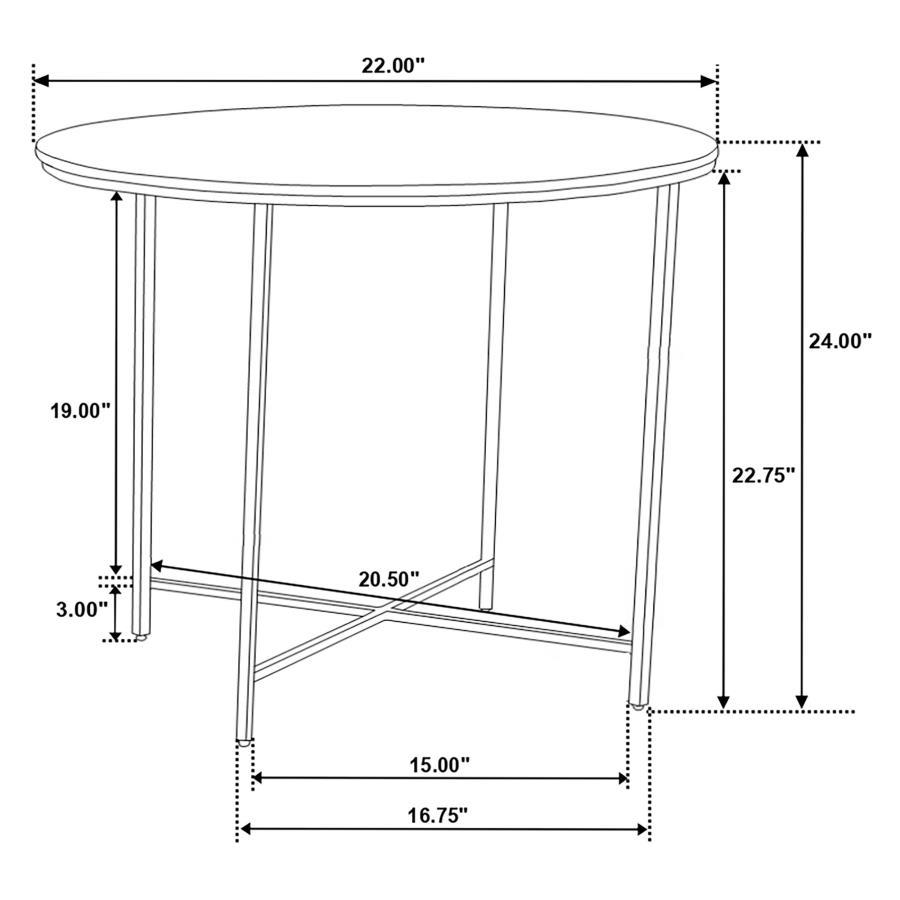 Ellison - Round X-Cross End Table - White and Gold
