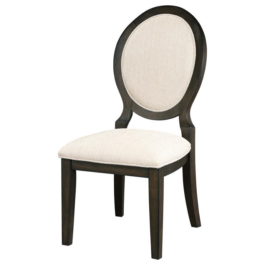 Twyla - Upholstered Oval Back Dining Side Chairs (Set of 2) - Cream and Dark Cocoa