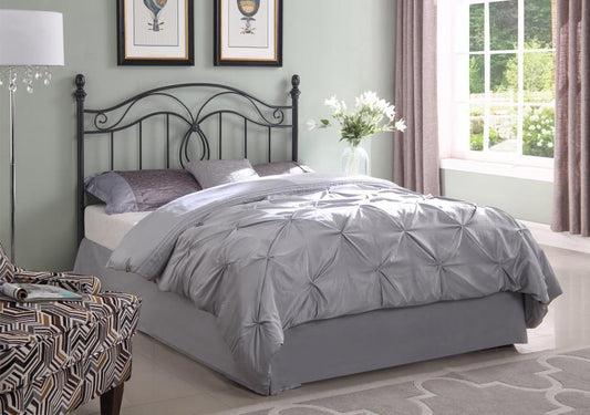 Evan - Queen / Full Scroll Metal Headboard - Dark Grey