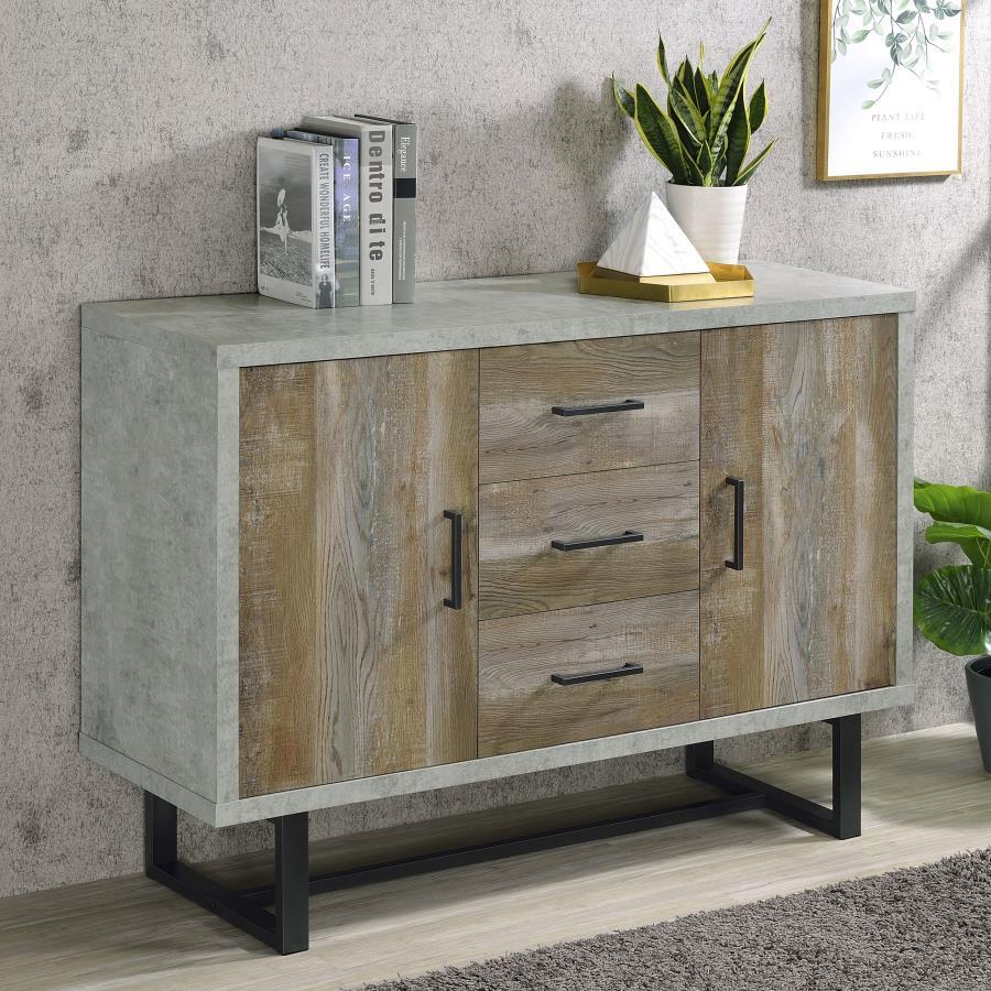 Abelardo - 3-Drawer Accent Cabinet - Weathered Oak and Cement