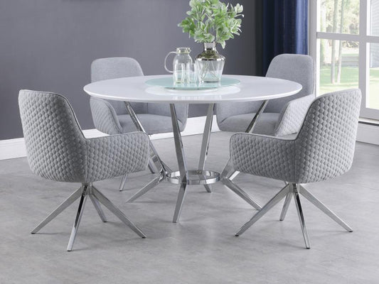 Abby - 5-Piece Dining Set - White and Light Gray