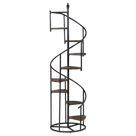 Roseglen - 8-Shelf Staircase Bookcase - Rustic Brown and Black