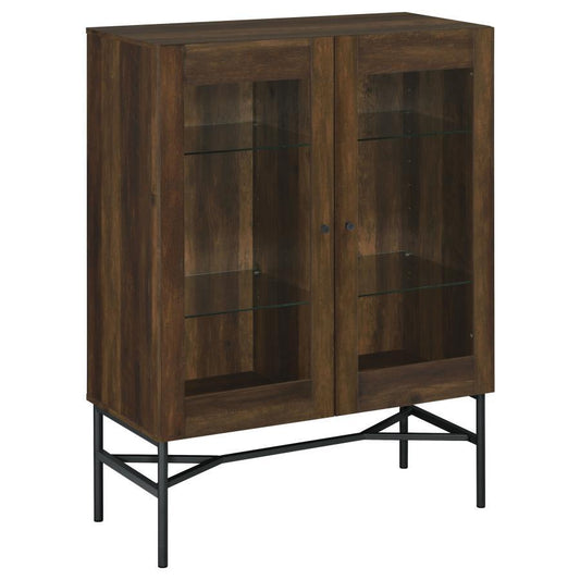 Bonilla - 2-Door Accent Cabinet With Glass Shelves - Dark Pine