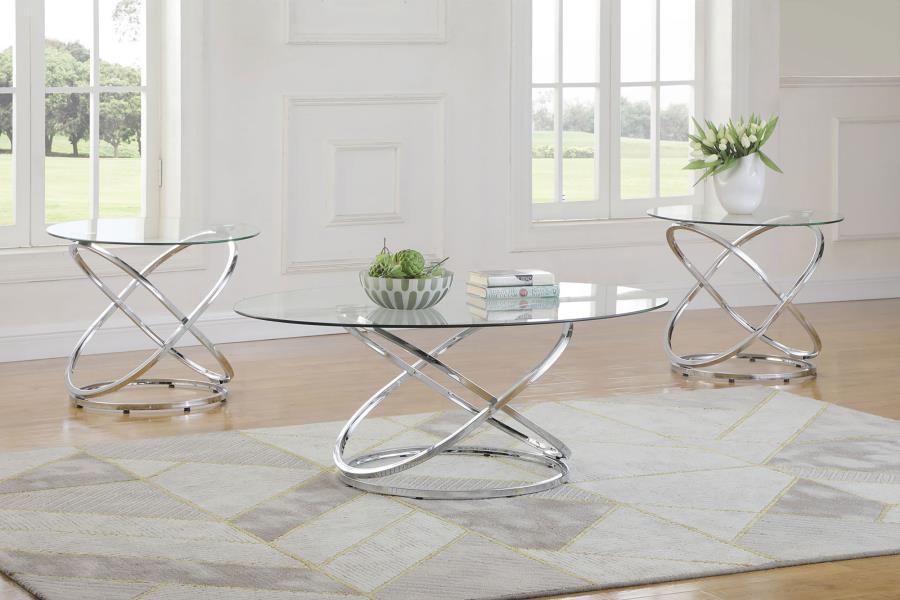 Warren - 3-Piece Occasional Set - Chrome and Clear